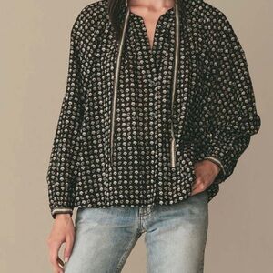 Doen Black and White Floral Blouse